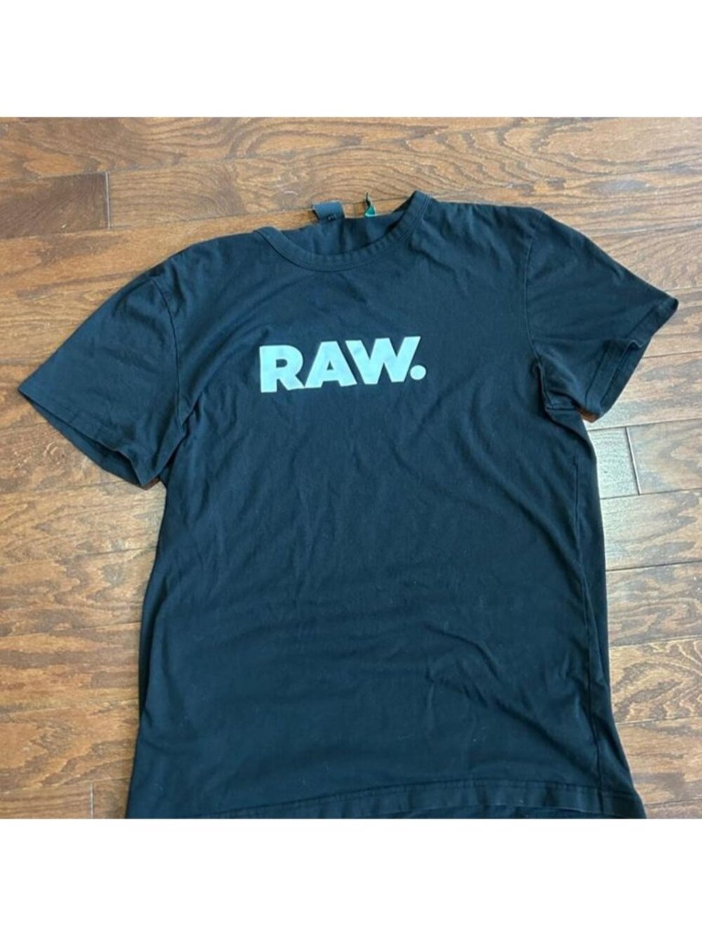 G-Star RAW Black Graphic T-Shirt - Light Blue RAW. Logo - Sustainable - Size L